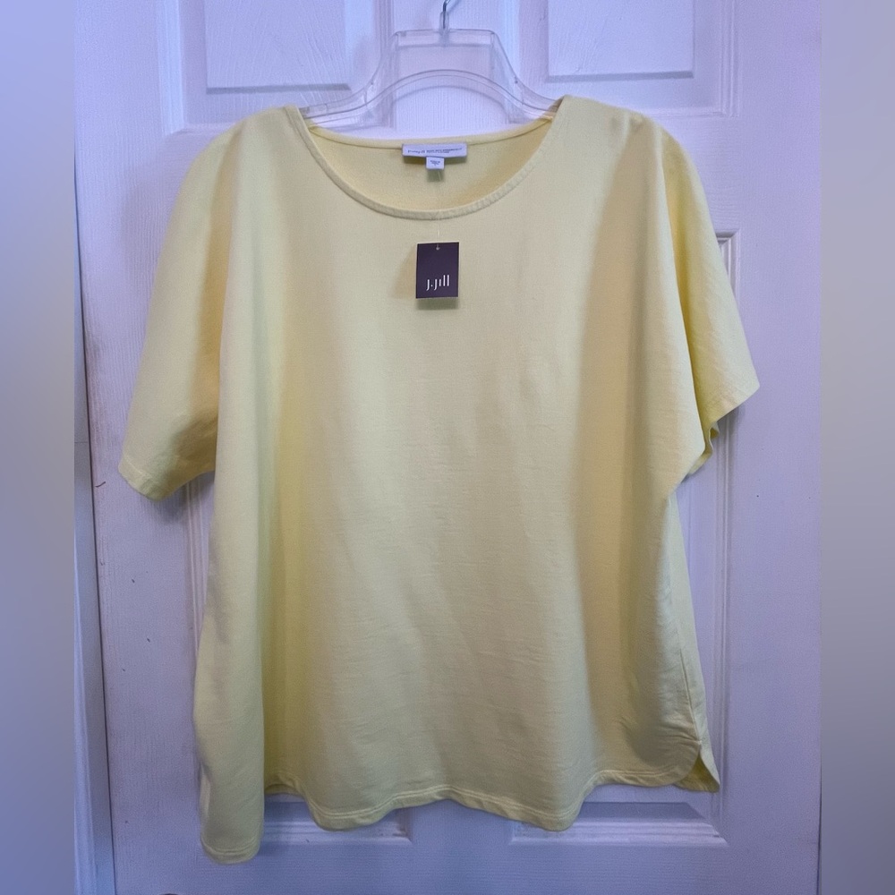 J Jill Pure Jill Dolman-sleeve French Terry Top in Light Lemon Tint